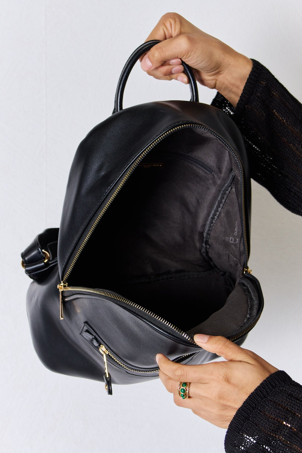 Black Unisex Leather Backpack Book Bag, Athletic Accessories and Fitness Accessory