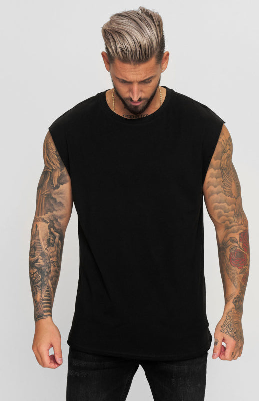 Black Men's Tank Top T-Shirt, Athletic Clothes and Fitness Wear