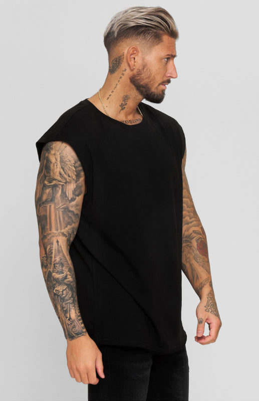 Black Men's Tank Top T-Shirt, Athletic Clothes and Fitness Wear