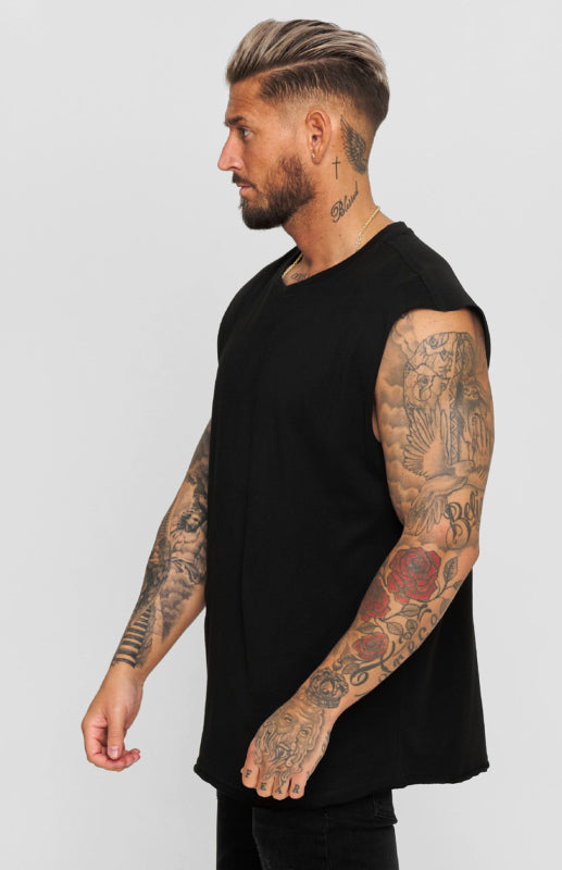 Black Men's Tank Top T-Shirt, Athletic Clothes and Fitness Wear