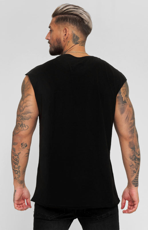 Black Men's Tank Top T-Shirt, Athletic Clothes and Fitness Wear