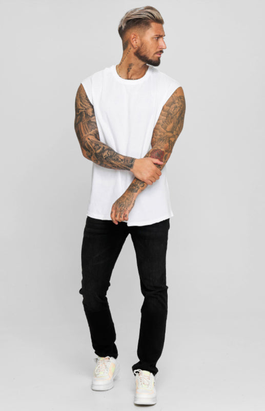 White Men's Tank Top T-Shirt, Athletic Clothes and Fitness Wear