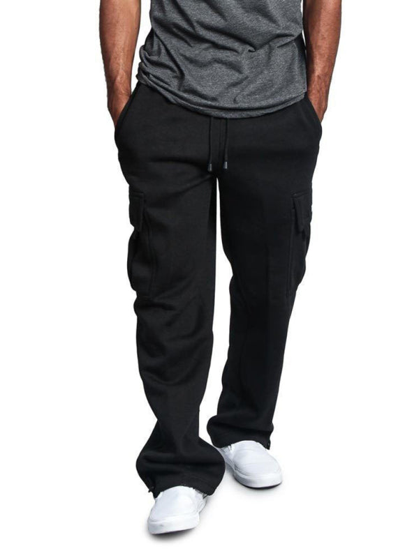 Black Men's Cargo Sweatpants, Athletic Clothes and Fitness Wear