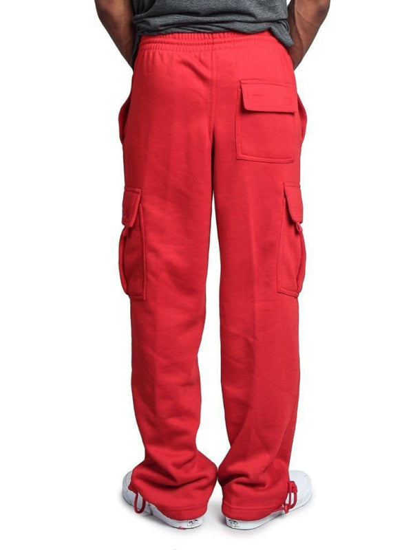 Red Men's Cargo Sweatpants, Athletic Clothes and Fitness Wear