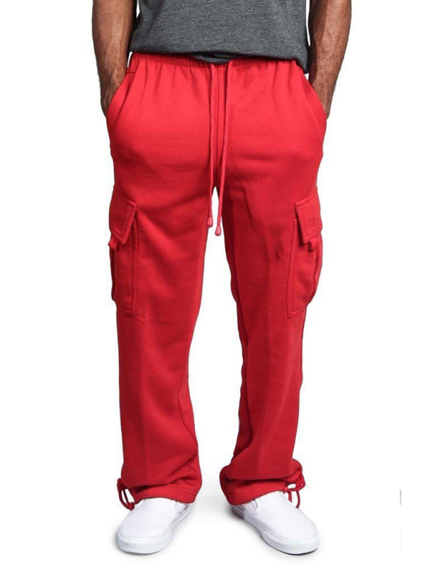 Red Men's Cargo Sweatpants, Athletic Clothes and Fitness Wear