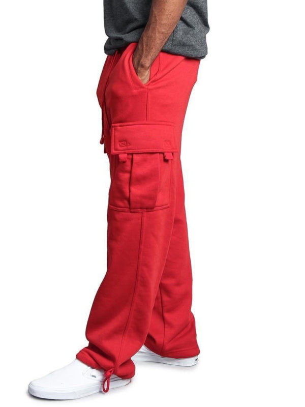 Red Men's Cargo Sweatpants, Athletic Clothes and Fitness Wear