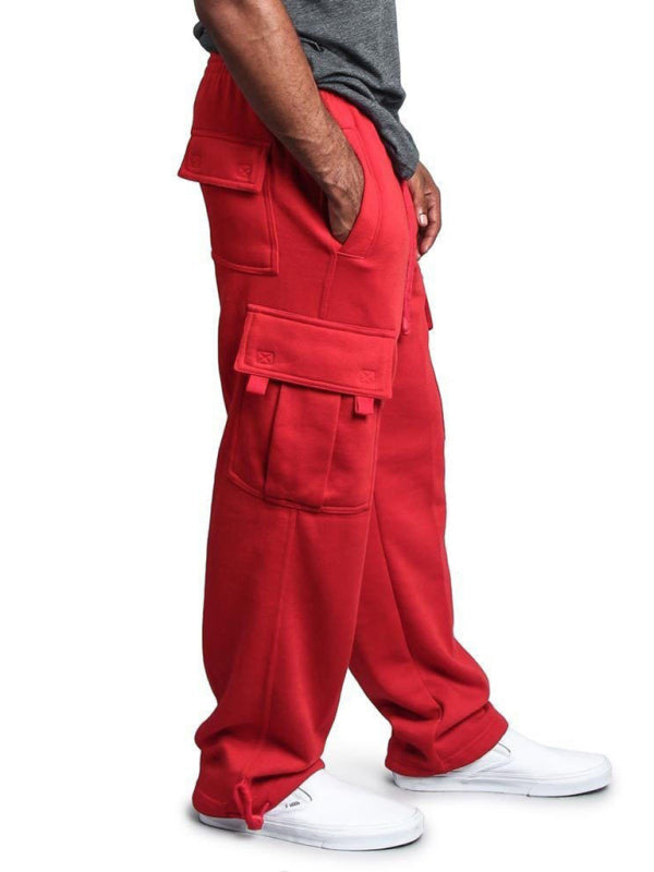 Red Men's Cargo Sweatpants, Athletic Clothes and Fitness Wear