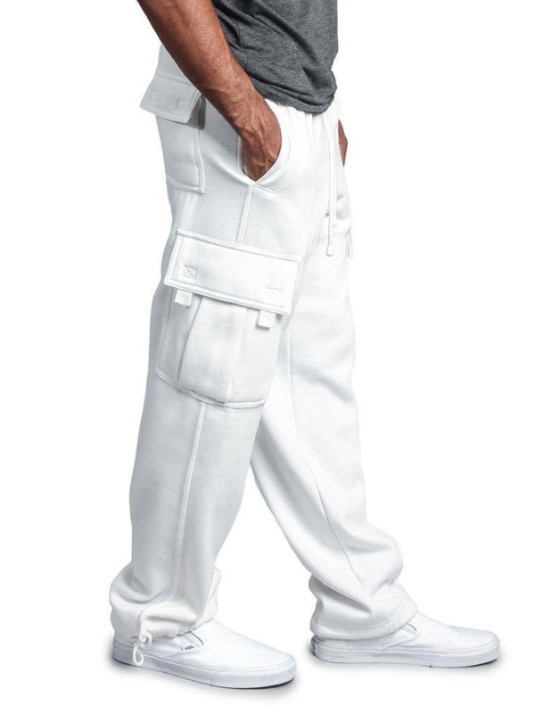 White Men's Cargo Sweatpants, Athletic Clothes and Fitness Wear