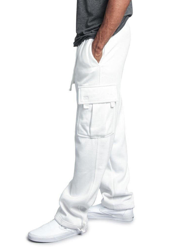 White Men's Cargo Sweatpants, Athletic Clothes and Fitness Wear