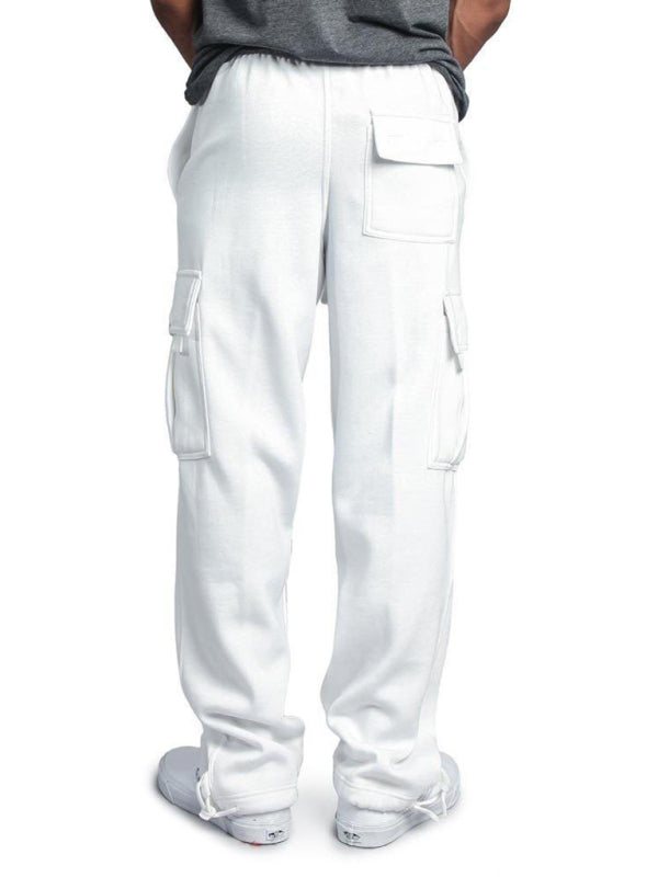 White Men's Cargo Sweatpants, Athletic Clothes and Fitness Wear