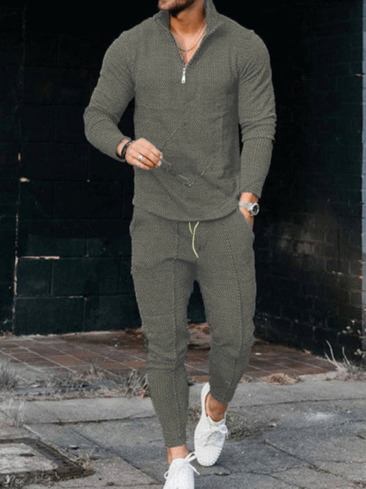 Green Men's Jogger Sweats and Sweatshirt Matching Set, Athletic Clothes and Fitness Wear