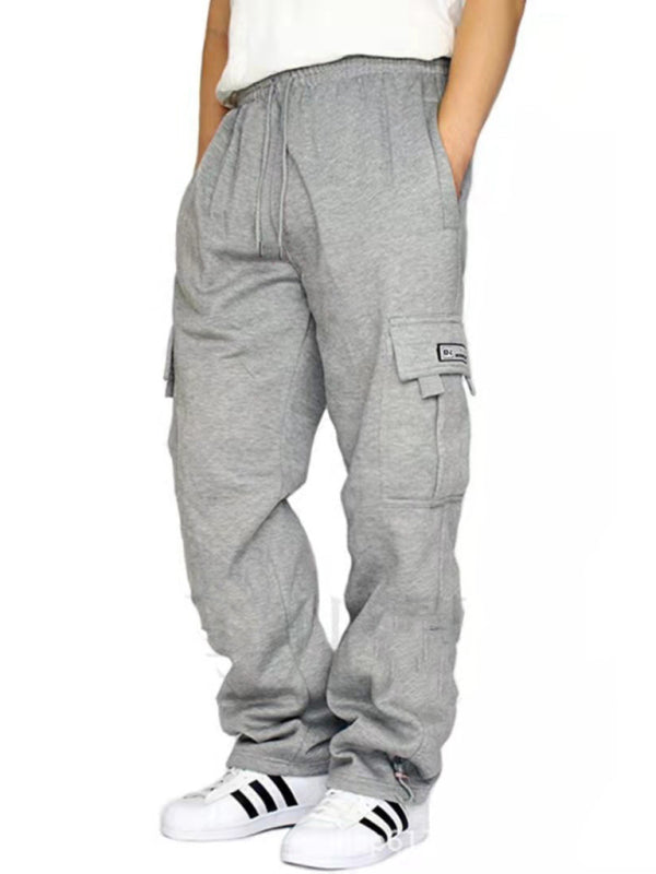 Light Grey Men's Sweatpants with Pockets, Athletic Clothes and Fitness Wear