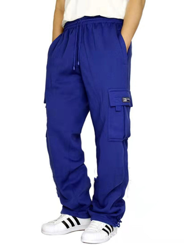 Blue Men's Sweatpants with Pockets, Athletic Clothes and Fitness Wear