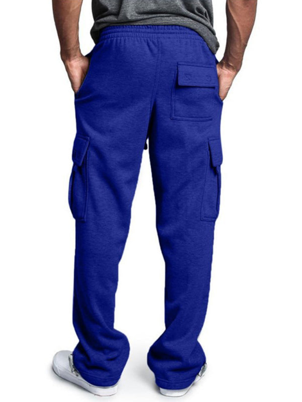 Blue Men's Sweatpants with Pockets, Athletic Clothes and Fitness Wear