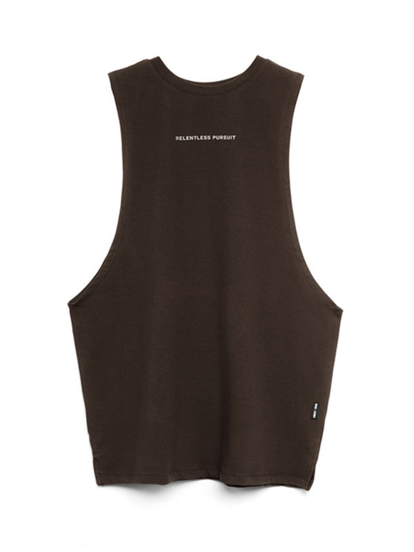 Brown Men's Tank Top Shirt, Athletic Clothes and Gym Wear