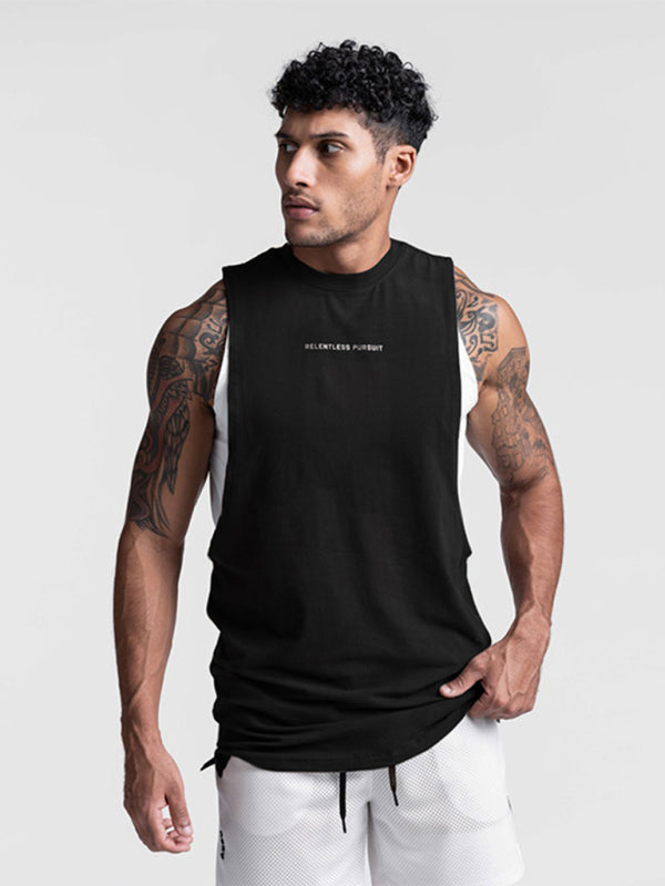 Black Men's Tank Top Shirt, Athletic Clothes and Gym Wear