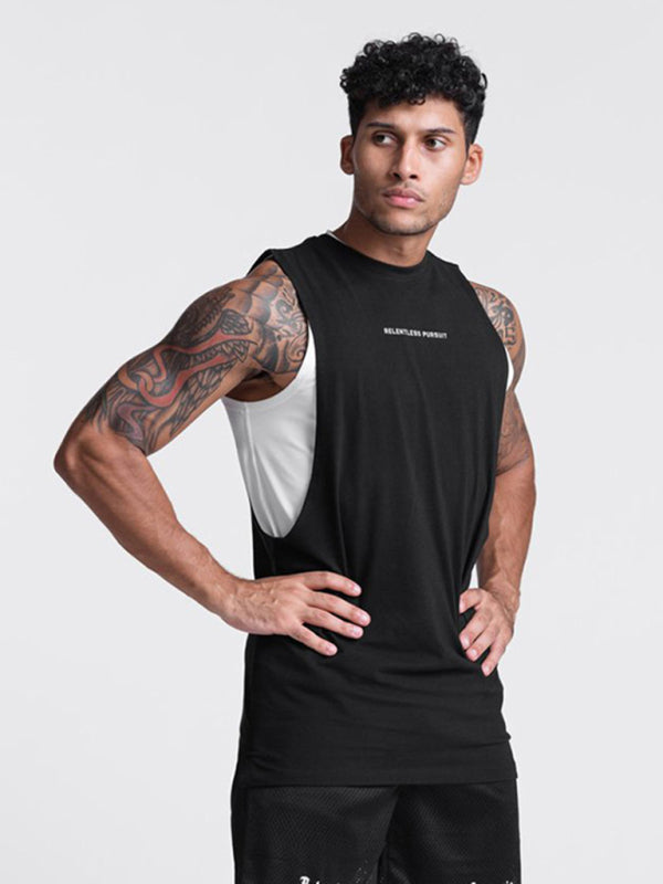 Black Men's Tank Top Shirt, Athletic Clothes and Gym Wear