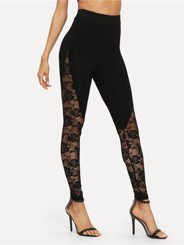 Black Women's Lace Leggings, Athletic Clothes and Fitness Wear