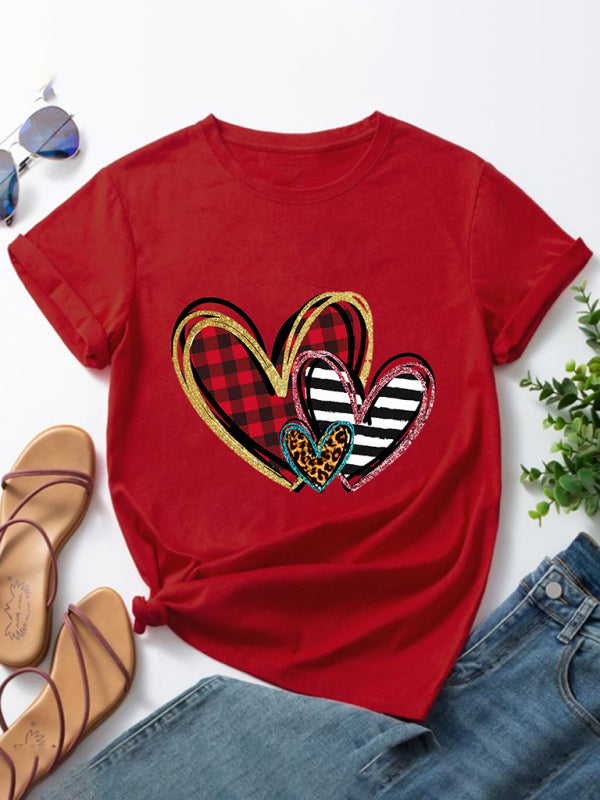 Red Women's Heart Graphic T-Shirt, Athletic Clothes and Fitness Wear
