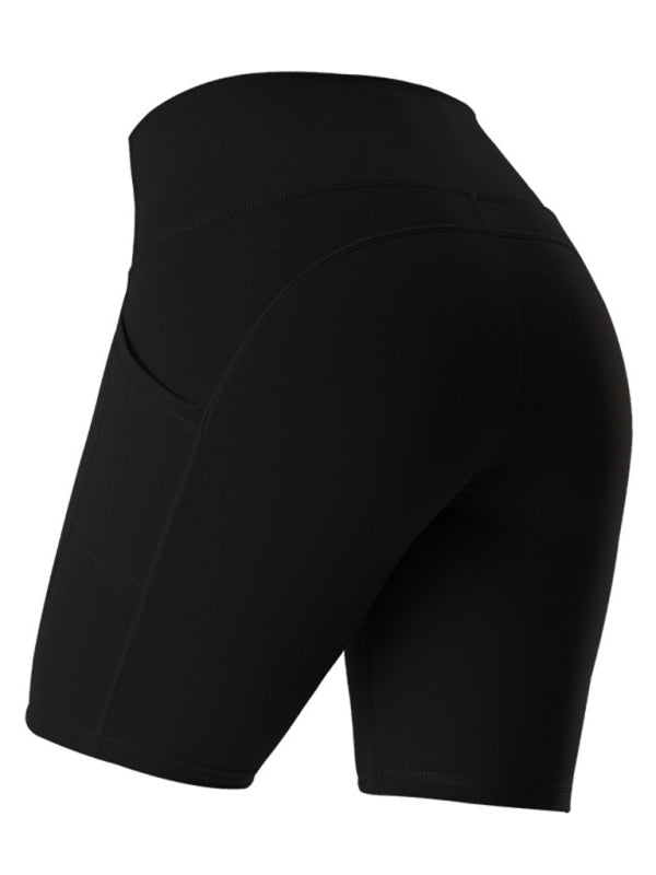 Black Women's Sports Shorts with Pockets, Athletic Clothes and Fitness Wear