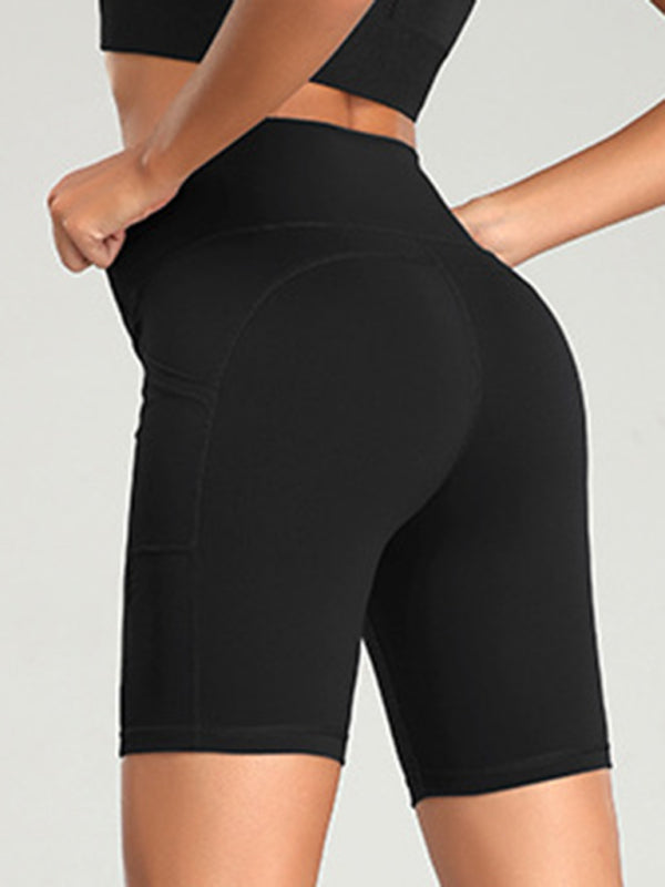 Black Women's Sports Shorts with Pockets, Athletic Clothes and Fitness Wear