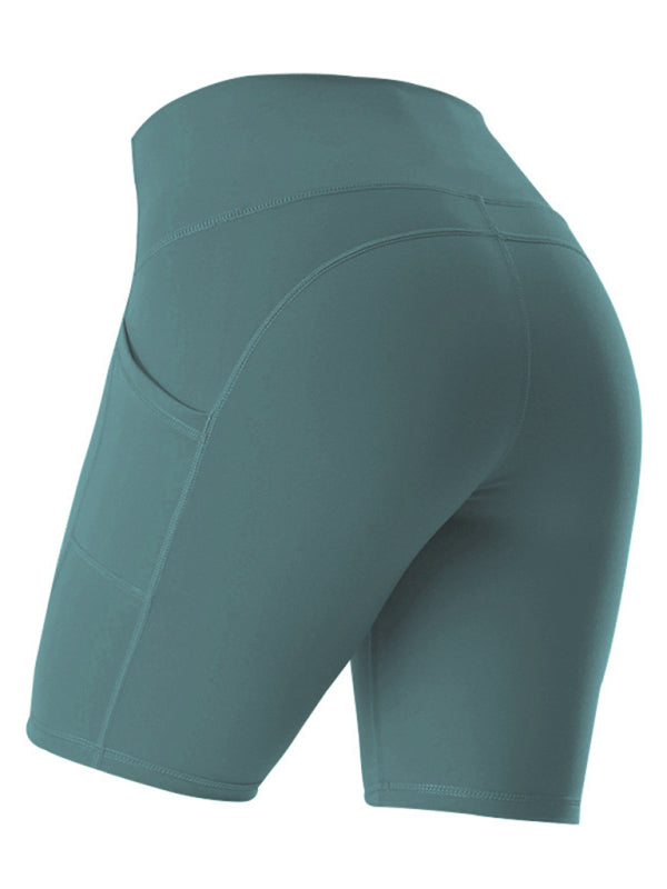 Green Women's Sports Shorts with Pockets, Athletic Clothes and Fitness Wear