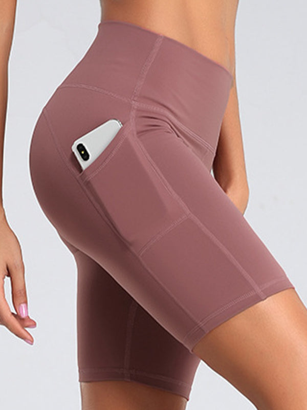 Red Women's Sports Shorts with Pockets, Athletic Clothes and Fitness Wear