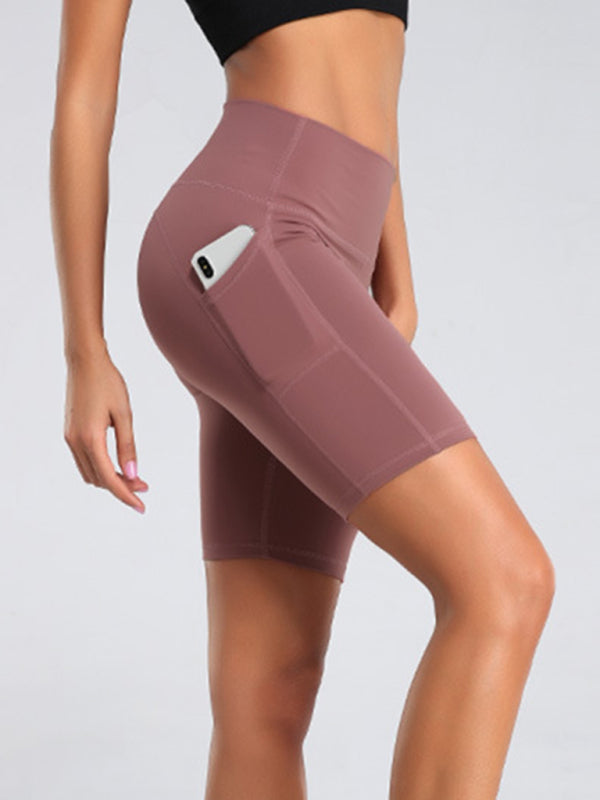 Red Women's Sports Shorts with Pockets, Athletic Clothes and Fitness Wear