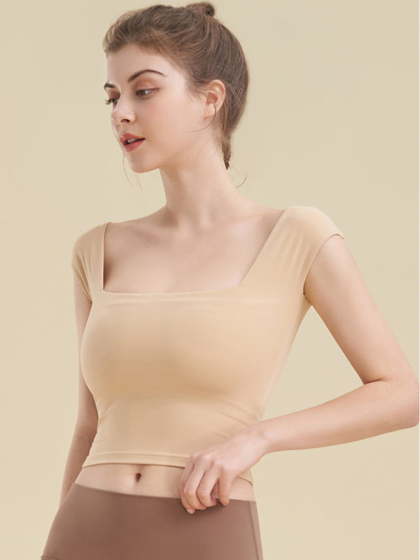 Khaki Women's Tank Top Shirt, Athletic Clothes and Fitness Wear