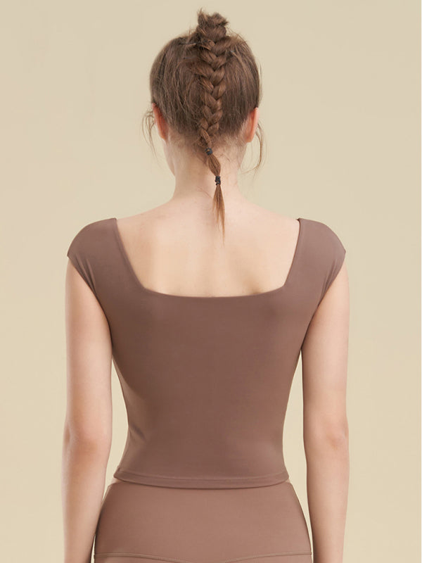 Brown Women's Tank Top Shirt, Athletic Clothes and Fitness Wear