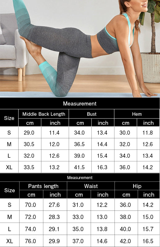 Teal and Grey Women's Sports Bra and Leggings Matching Set, Athletic Clothes and Fitness Wear