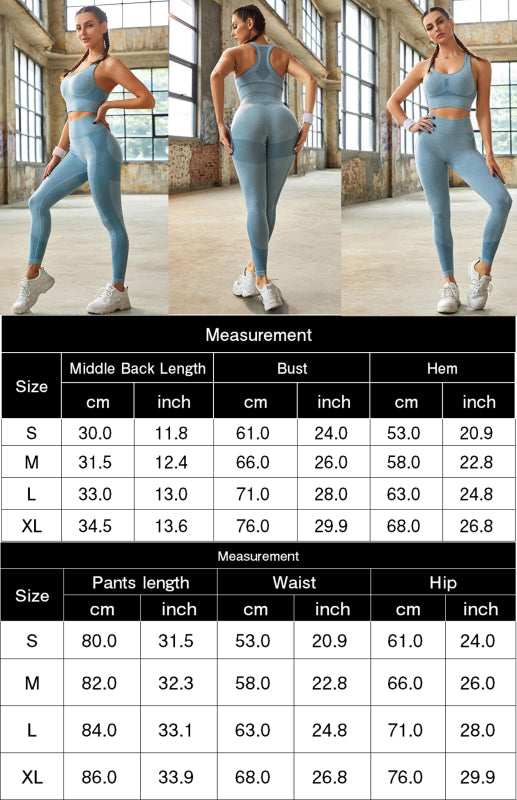 Blue Women's Sports Bra and Leggings Matching Set, Athletic Clothes and Fitness Wear