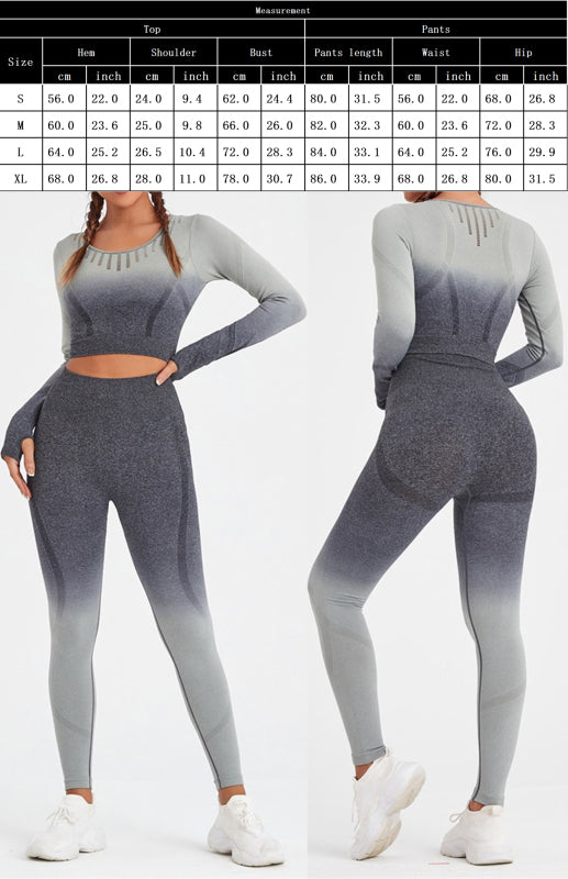 Grey Women's Sports Shirt and Leggings Matching Set, Athletic Clothes and Fitness Wear