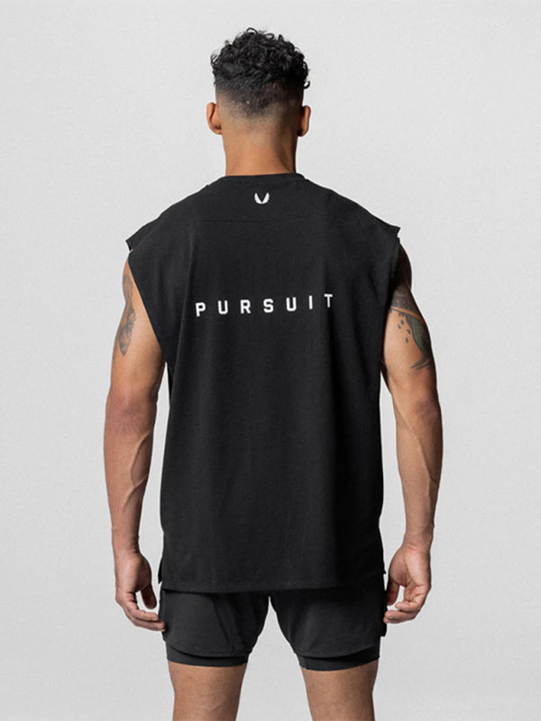 Black Men's Tank Top T-Shirt, Athletic Clothes and Fitness Wear
