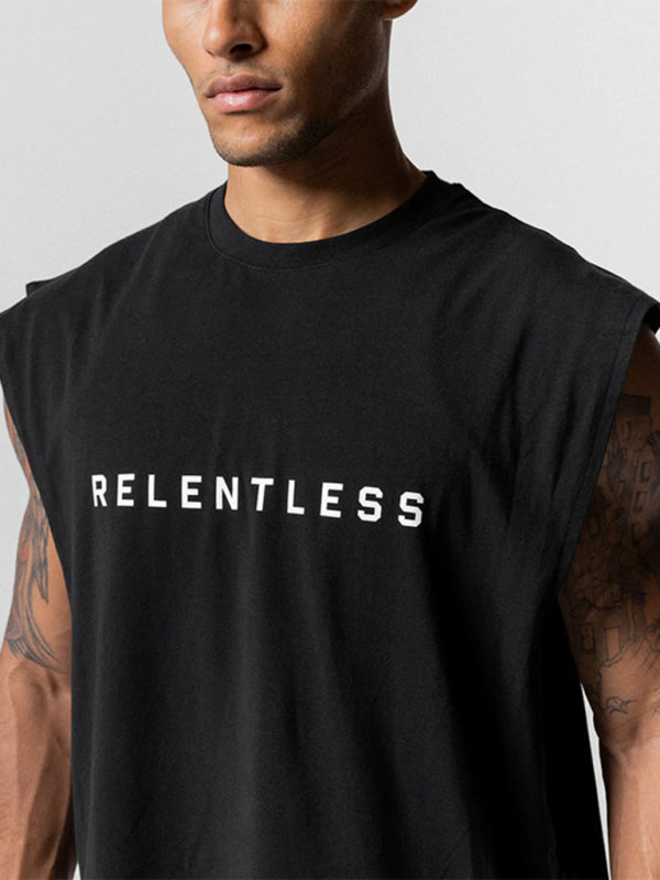 Black Men's Tank Top T-Shirt, Athletic Clothes and Fitness Wear