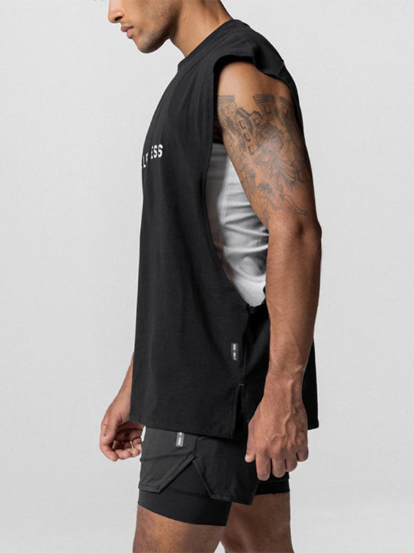 Black Men's Tank Top T-Shirt, Athletic Clothes and Fitness Wear