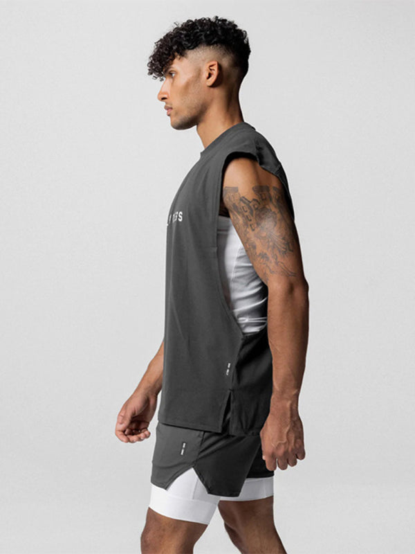 Grey Men's Tank Top T-Shirt, Athletic Clothes and Fitness Wear