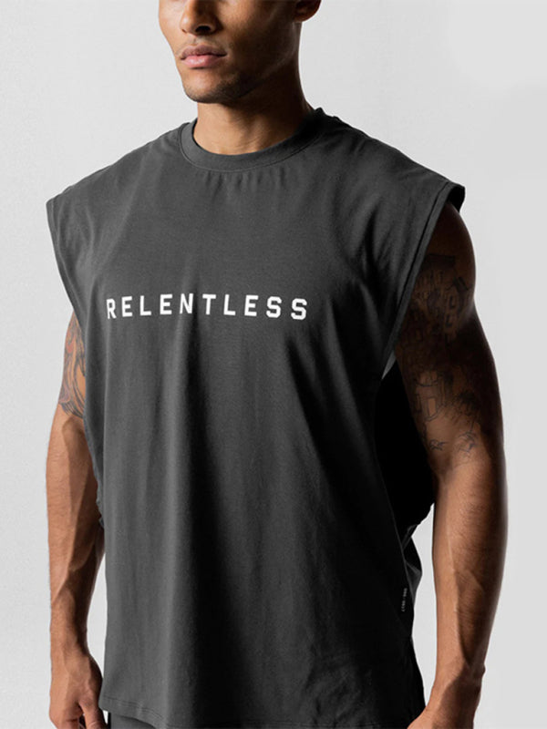 Grey Men's Tank Top T-Shirt, Athletic Clothes and Fitness Wear