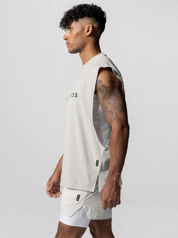 White Men's Tank Top T-Shirt, Athletic Clothes and Fitness Wear