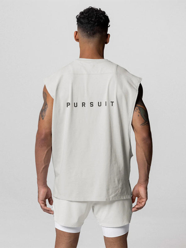 White Men's Tank Top T-Shirt, Athletic Clothes and Fitness Wear