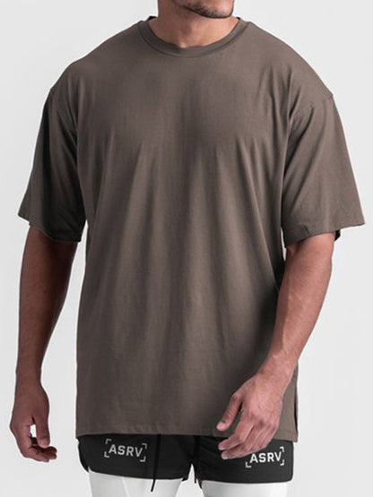 Men's Brown Short Sleeve T-Shirt, Athletic Clothes and Fitness Wear