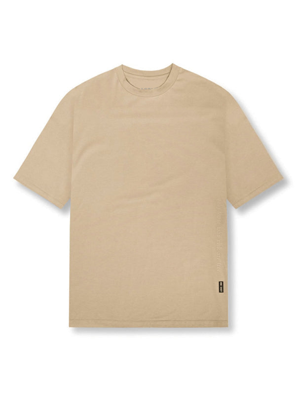 Men's Khaki Short Sleeve T-Shirt, Athletic Clothes and Fitness Wear