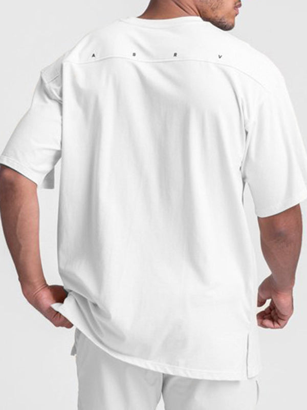 Men's White Short Sleeve T-Shirt, Athletic Clothes and Fitness Wear