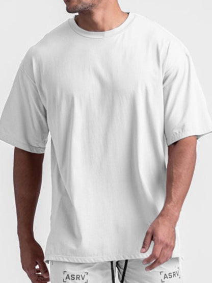 Men's White Short Sleeve T-Shirt, Athletic Clothes and Fitness Wear