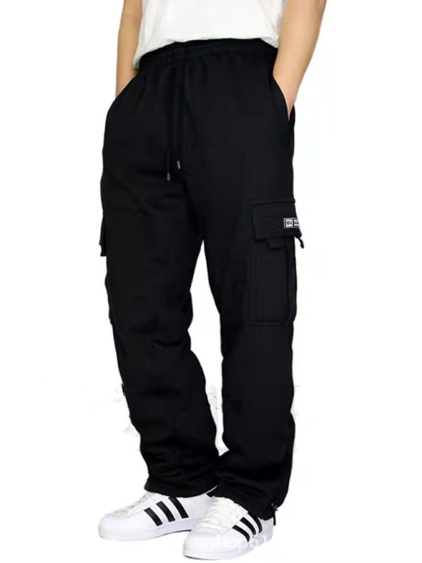 Black Men's Sweatpants with Pockets, Athletic Clothes and Fitness Wear
