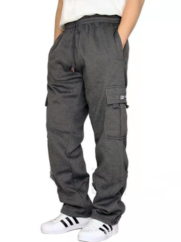 Dark Grey Men's Sweatpants with Pockets, Athletic Clothes and Fitness Wear