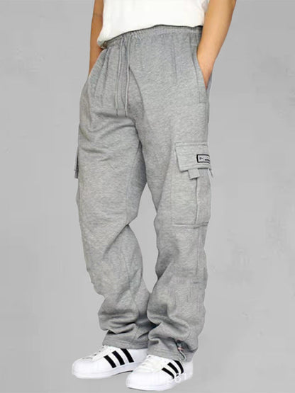 Light Grey Men's Sweatpants with Pockets, Athletic Clothes and Fitness Wear