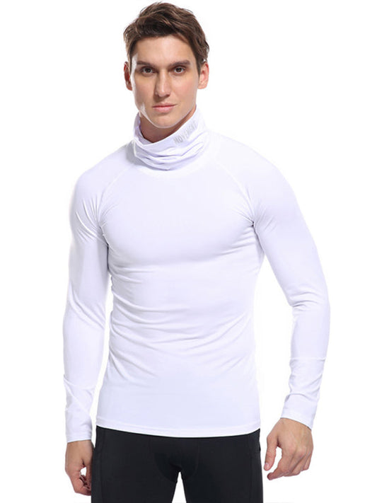 White Men's Compression Shirt, Athletic Clothes and Fitness Wear