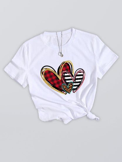 White Women's Heart Graphic T-Shirt, Athletic Clothes and Fitness Wear