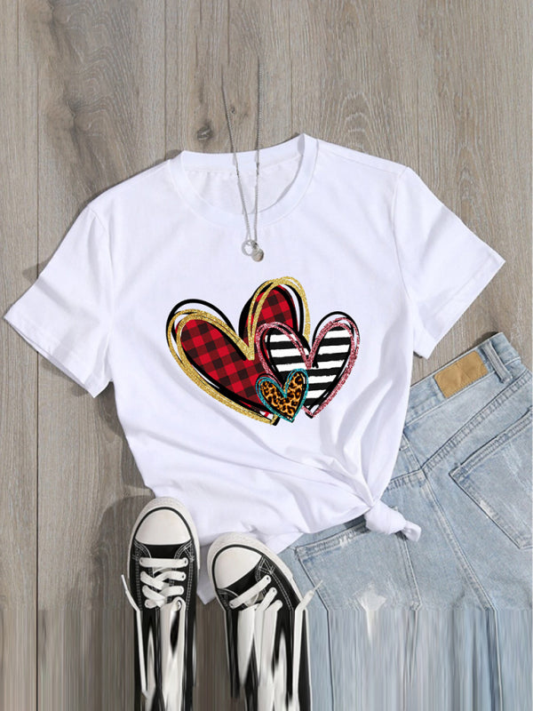 White Women's Heart Graphic T-Shirt, Athletic Clothes and Fitness Wear